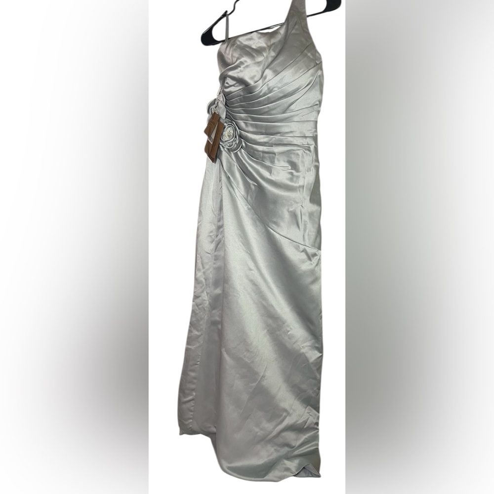 Sophisticated Silver one shoulder floral Maxi Dress